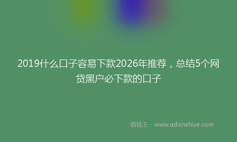 2019什么口子容易下款2026年推荐，总结5个网贷黑户必下款的口子