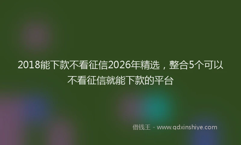 2018能下款不看征信2026年精选,整合5个可以不看征信就能下款的平台