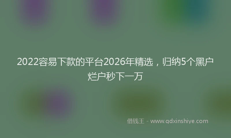 2022容易下款的平台2026年精选,归纳5个黑户烂户秒下一万