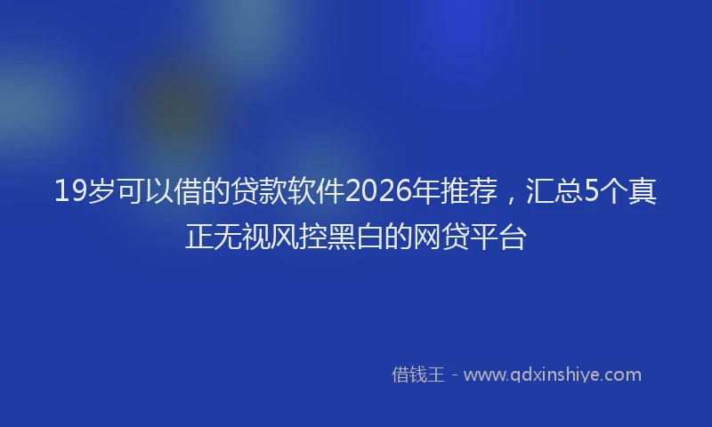 19岁可以借的贷款软件2026年推荐，汇总5个真正无视风控黑白的网贷平台