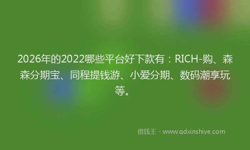 2026年的2022哪些平台好下款有:RICH-购、森森分期宝、同程提钱游、小爱分期、数码潮享玩等。