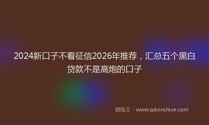 2024新口子不看征信2026年推荐，汇总五个黑白贷款不是高炮的口子