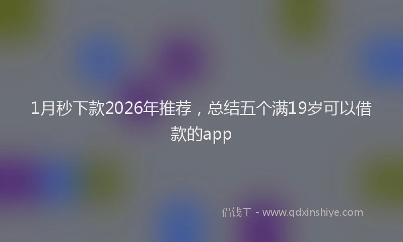 1月秒下款2026年推荐，总结五个满19岁可以借款的app