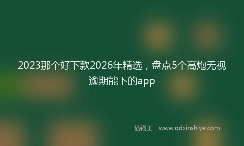 2023那个好下款2026年精选，盘点5个高炮无视逾期能下的app