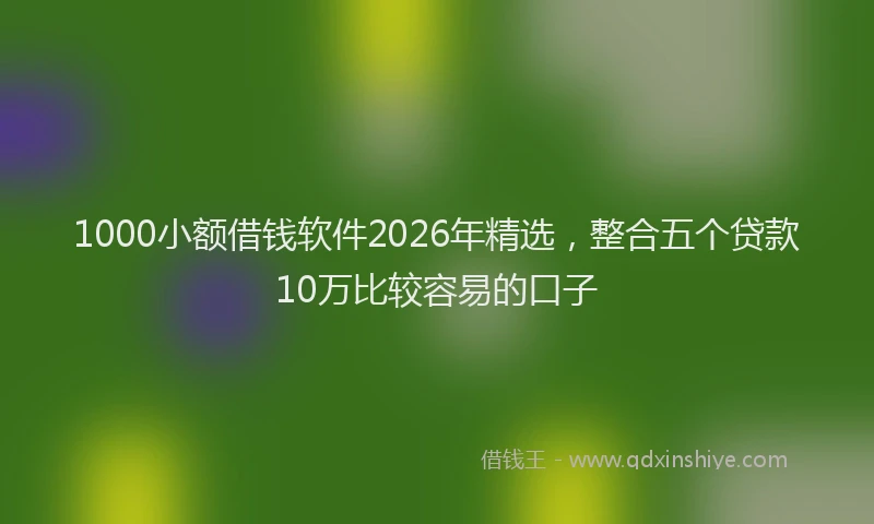 1000小额借钱软件2026年精选，整合五个贷款10万比较容易的口子