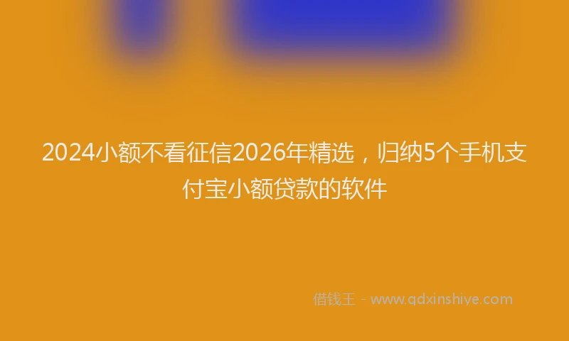 2024小额不看征信2026年精选，归纳5个手机支付宝小额贷款的软件