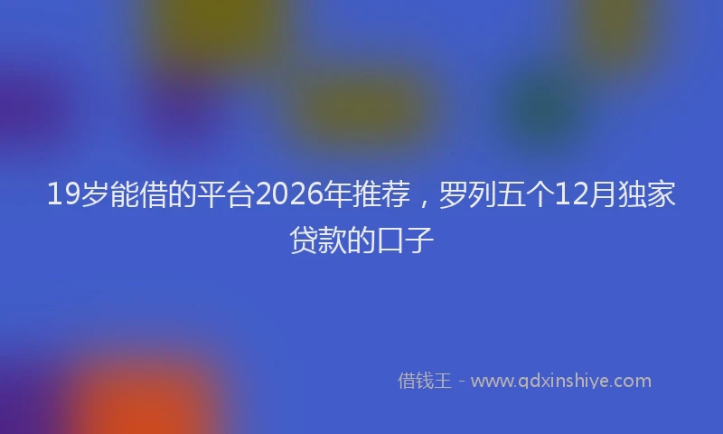 19岁能借的平台2026年推荐,罗列五个12月独家贷款的口子