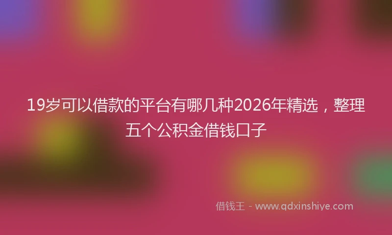 19岁可以借款的平台有哪几种2026年精选，整理五个公积金借钱口子