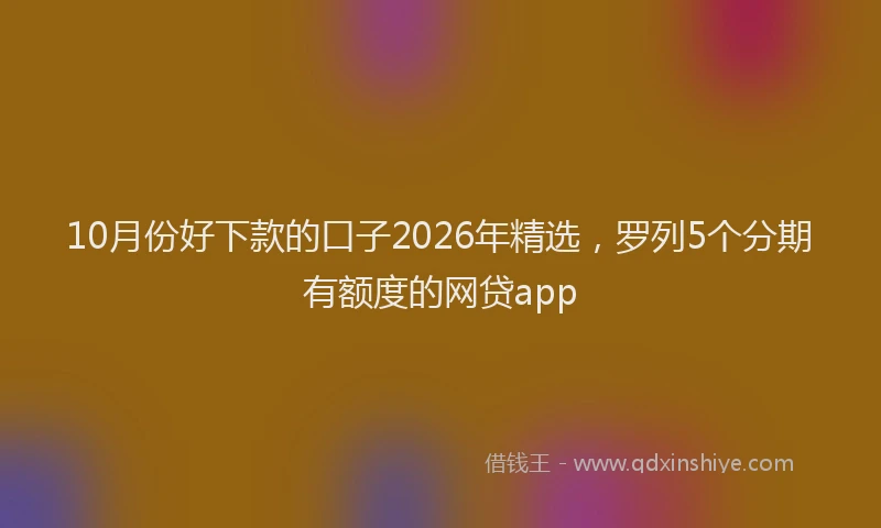 10月份好下款的口子2026年精选，罗列5个分期有额度的网贷app