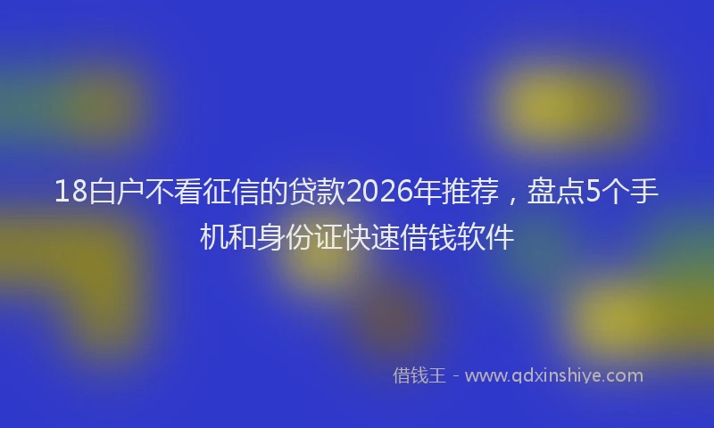 18白户不看征信的贷款2026年推荐，盘点5个手机和身份证快速借钱软件