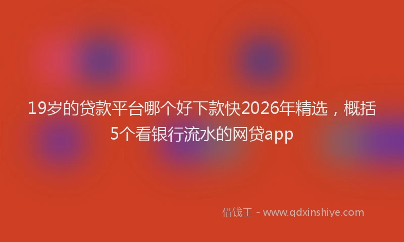 19岁的贷款平台哪个好下款快2026年精选，概括5个看银行流水的网贷app