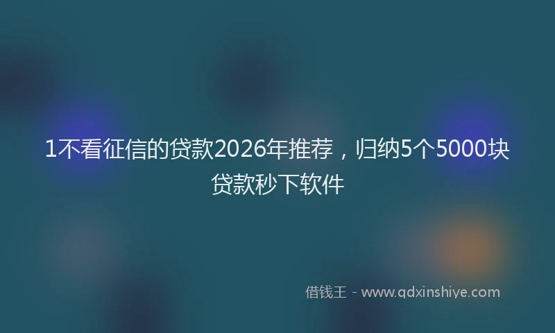 1不看征信的贷款2026年推荐,归纳5个5000块贷款秒下软件