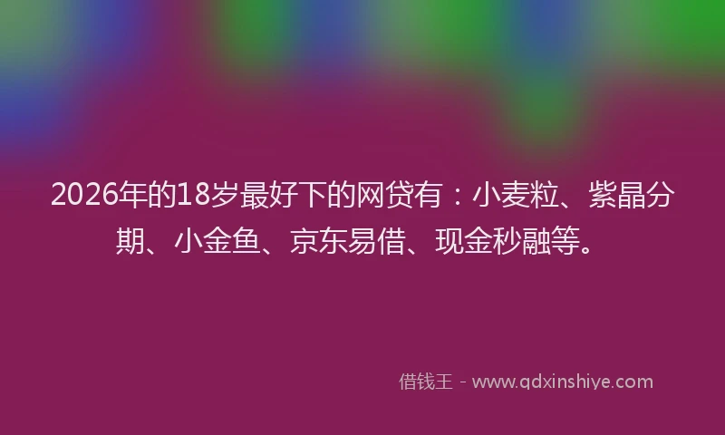 2026年的18岁最好下的网贷有：小麦粒、紫晶分期、小金鱼、京东易借、现金秒融等。