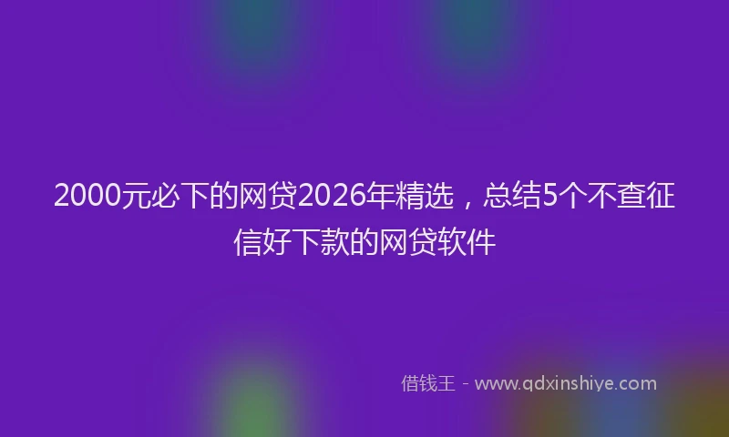 2000元必下的网贷2026年精选，总结5个不查征信好下款的网贷软件