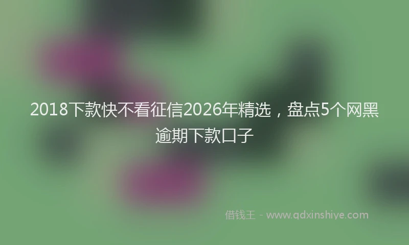2018下款快不看征信2026年精选，盘点5个网黑逾期下款口子