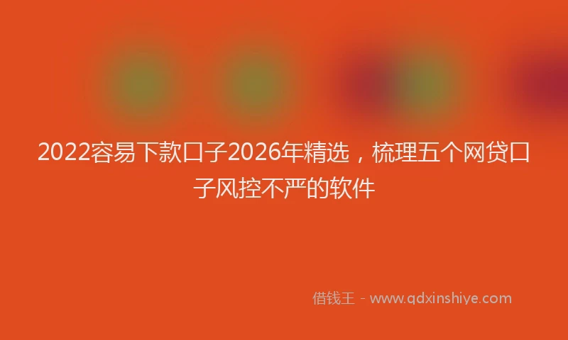 2022容易下款口子2026年精选,梳理五个网贷口子风控不严的软件