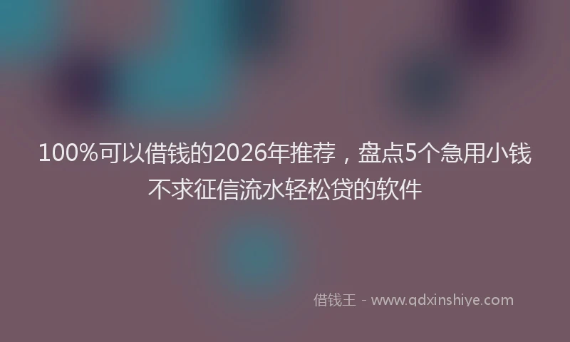 100%可以借钱的2026年推荐,盘点5个急用小钱不求征信流水轻松贷的软件