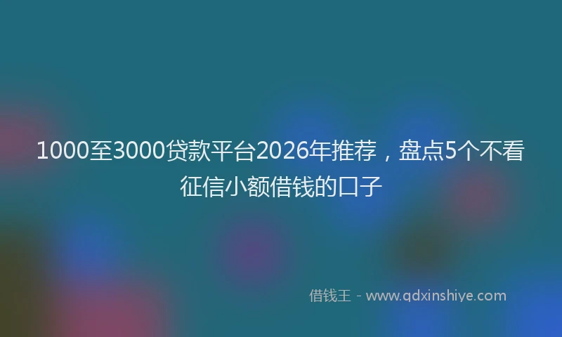 1000至3000贷款平台2026年推荐，盘点5个不看征信小额借钱的口子