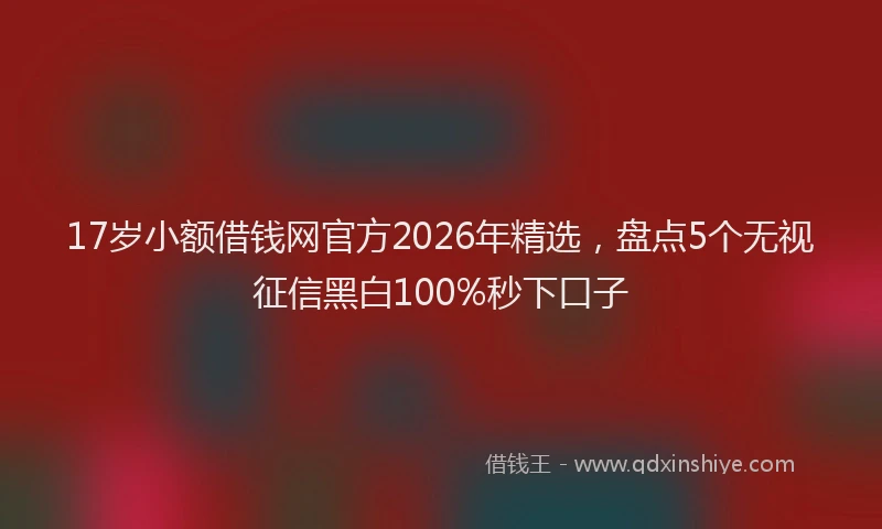 17岁小额借钱网官方2026年精选，盘点5个无视征信黑白100%秒下口子