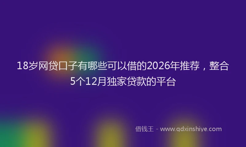 18岁网贷口子有哪些可以借的2026年推荐，整合5个12月独家贷款的平台