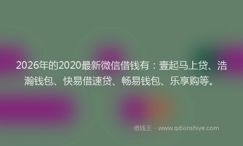 2026年的2020最新微信借钱有：壹起马上贷、浩瀚钱包、快易借速贷、畅易钱包、乐享购等。