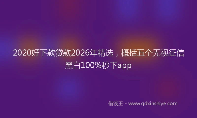 2020好下款贷款2026年精选,概括五个无视征信黑白100%秒下app