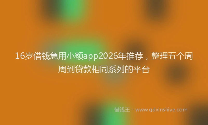 16岁借钱急用小额app2026年推荐，整理五个周周到贷款相同系列的平台