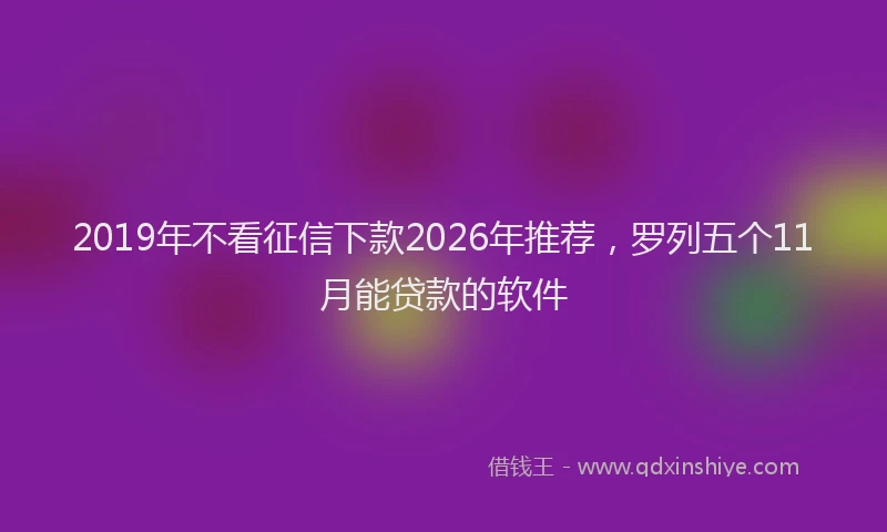 2019年不看征信下款2026年推荐，罗列五个11月能贷款的软件