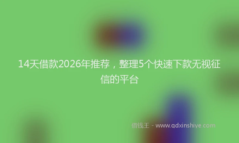 14天借款2026年推荐，整理5个快速下款无视征信的平台
