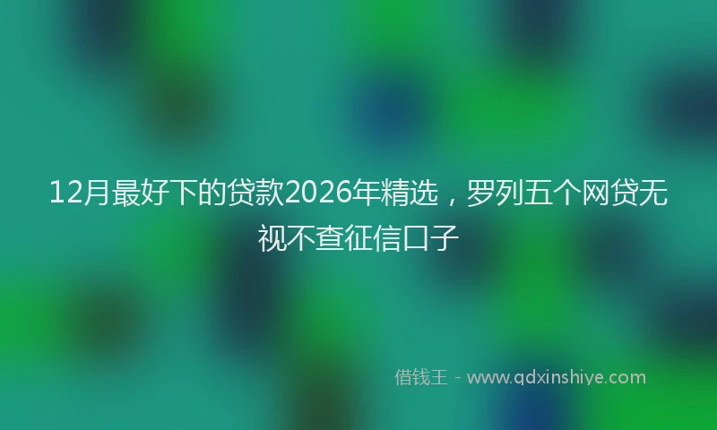12月最好下的贷款2026年精选，罗列五个网贷无视不查征信口子