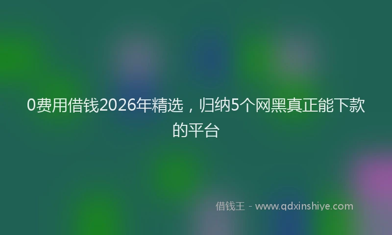 0费用借钱2026年精选,归纳5个网黑真正能下款的平台