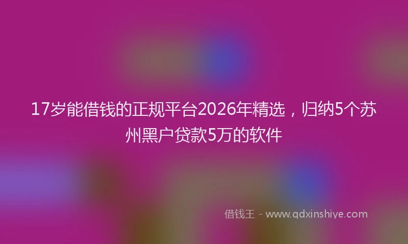 17岁能借钱的正规平台2026年精选，归纳5个苏州黑户贷款5万的软件