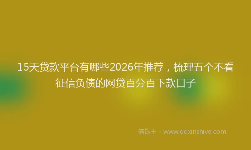 15天贷款平台有哪些2026年推荐，梳理五个不看征信负债的网贷百分百下款口子
