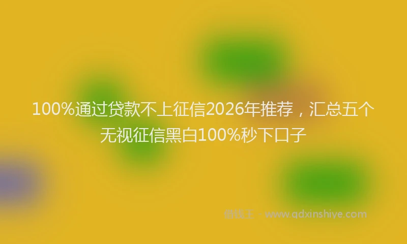 100%通过贷款不上征信2026年推荐，汇总五个无视征信黑白100%秒下口子