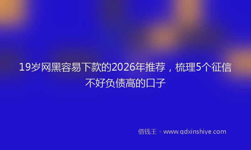 19岁网黑容易下款的2026年推荐，梳理5个征信不好负债高的口子