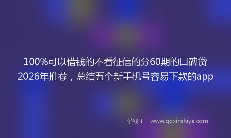 100%可以借钱的不看征信的分60期的口碑贷2026年推荐,总结五个新手机号容易下款的app
