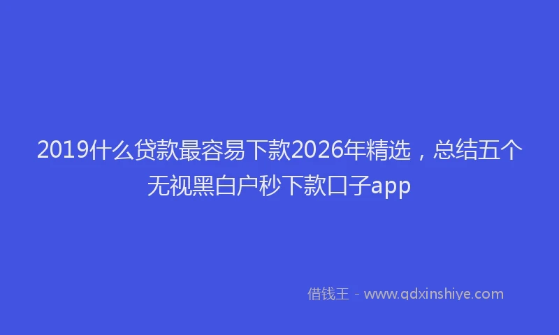 2019什么贷款最容易下款2026年精选，总结五个无视黑白户秒下款口子app
