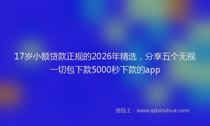 17岁小额贷款正规的2026年精选，分享五个无视一切包下款5000秒下款的app