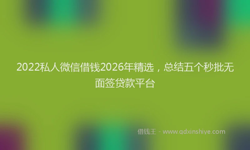 2022私人微信借钱2026年精选，总结五个秒批无面签贷款平台