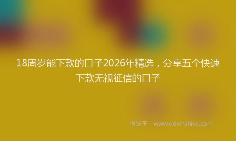 18周岁能下款的口子2026年精选，分享五个快速下款无视征信的口子
