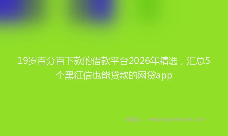 19岁百分百下款的借款平台2026年精选，汇总5个黑征信也能贷款的网贷app