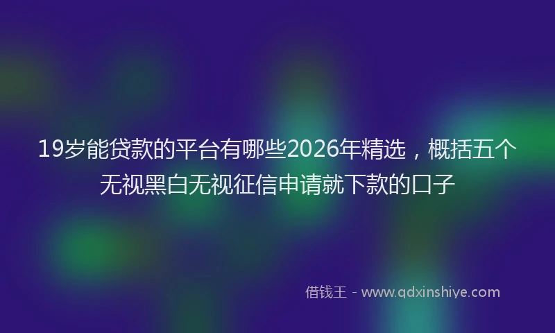 19岁能贷款的平台有哪些2026年精选,概括五个无视黑白无视征信申请就下款的口子