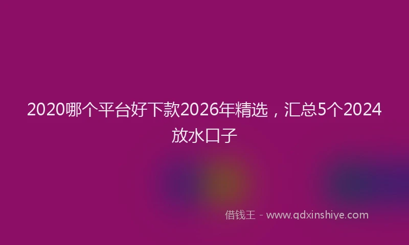 2020哪个平台好下款2026年精选，汇总5个2024放水口子