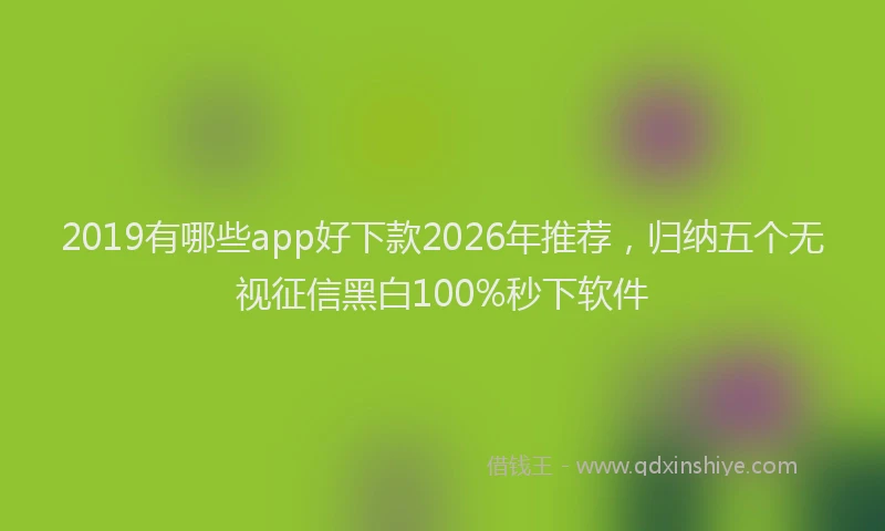 2019有哪些app好下款2026年推荐，归纳五个无视征信黑白100%秒下软件
