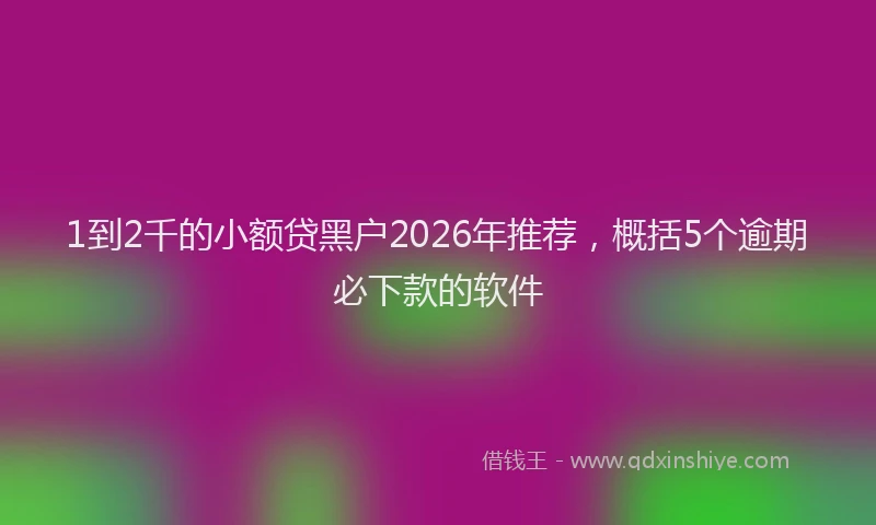 1到2千的小额贷黑户2026年推荐,概括5个逾期必下款的软件