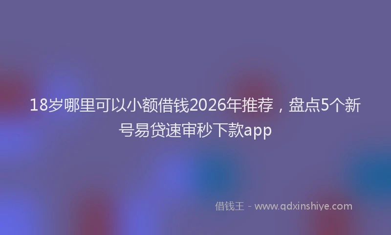 18岁哪里可以小额借钱2026年推荐，盘点5个新号易贷速审秒下款app