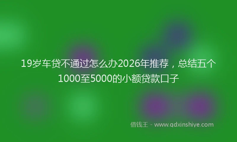 19岁车贷不通过怎么办2026年推荐，总结五个1000至5000的小额贷款口子