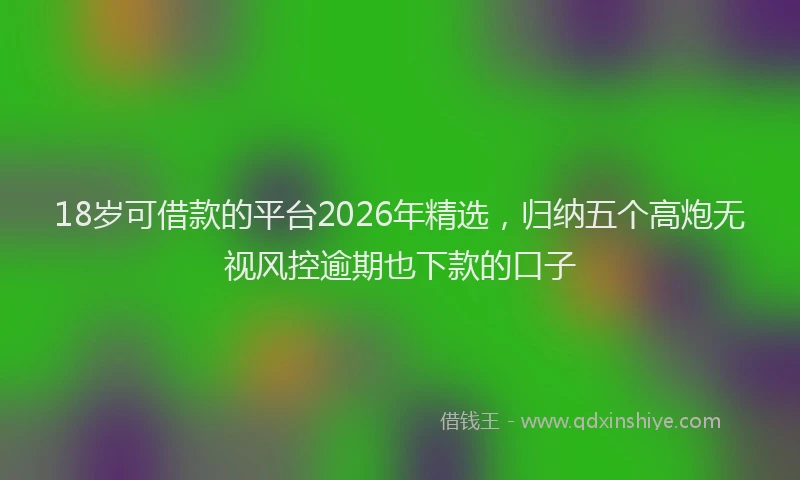 18岁可借款的平台2026年精选，归纳五个高炮无视风控逾期也下款的口子