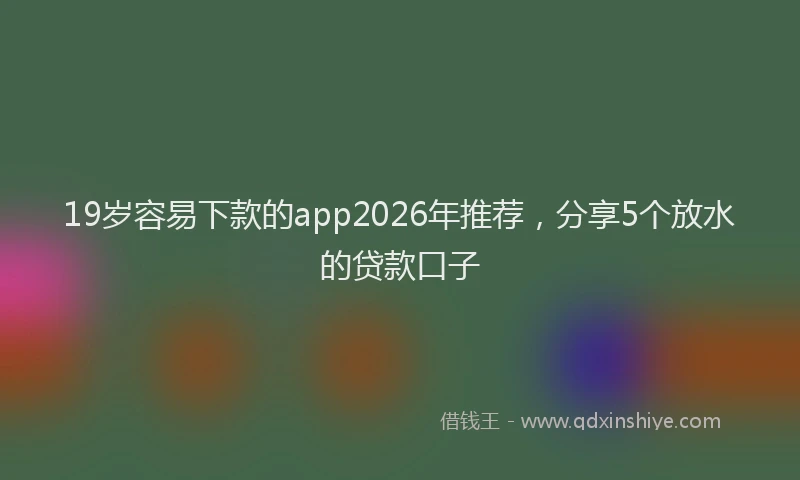 19岁容易下款的app2026年推荐，分享5个放水的贷款口子