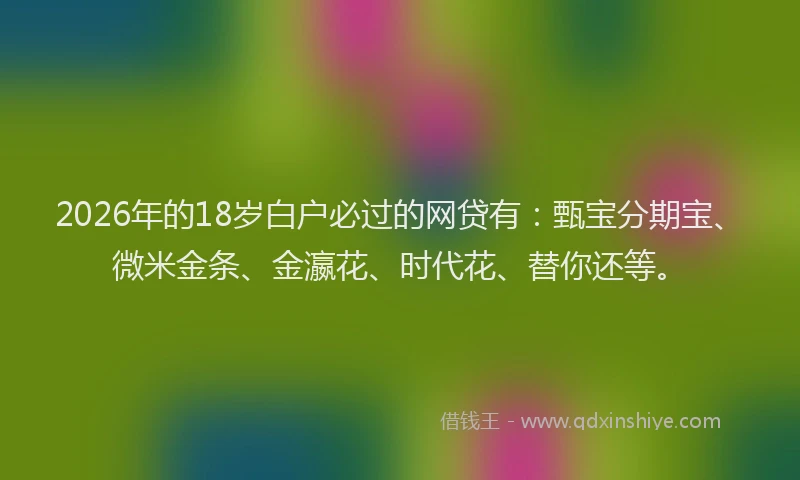 2026年的18岁白户必过的网贷有：甄宝分期宝、微米金条、金瀛花、时代花、替你还等。